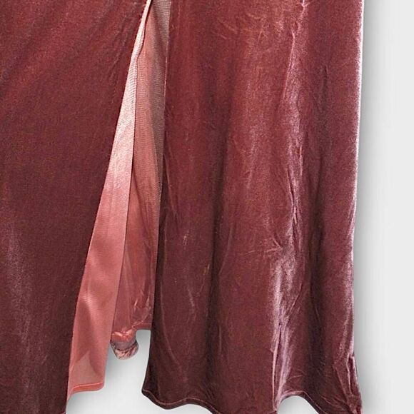Coco Melody Velvet Maxi Sz Small Peach Velvet One Shoulder Gown Wedding Swiftie - Picture 6 of 16